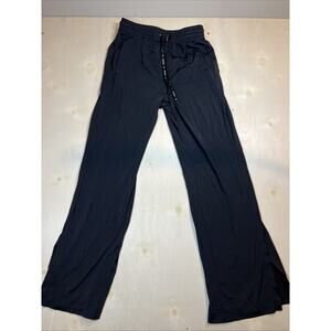 Moution Track Pants Lite Weight Straight Leg Slit Pull On Small Black